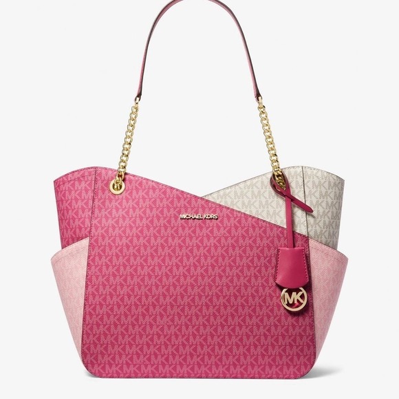 Michael Kors Shoulder Bag Xchain Jet Set LG Color-Block Logo Tote Electr… - Picture 1 of 11